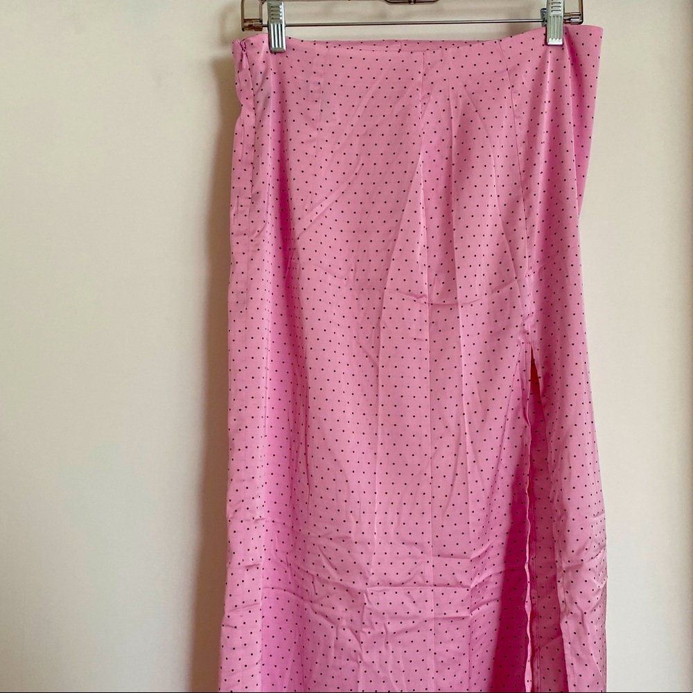 H&M Pink and Black Polka Dot Maxi Skirt